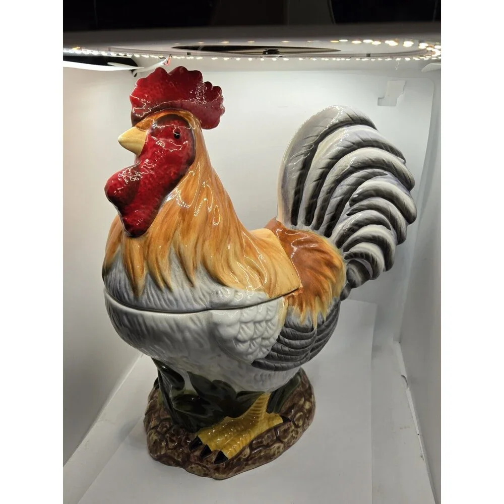 Vintage Jeffrey Banks David's Cookies Rooster Cookie Jar Canister